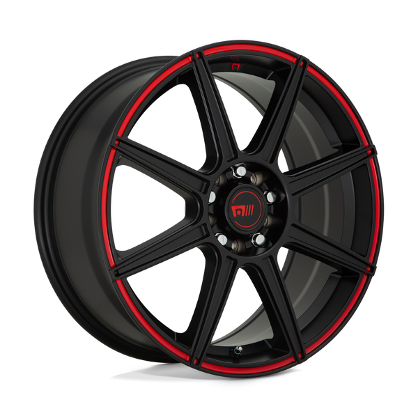 CS8 - 17in, Cast Aluminum, Satin Black W/ Red Stripe, 17X7, 4X100/4.25, 40mm, 885463803265, SAEJ2530 JWL VIA, 885463803265