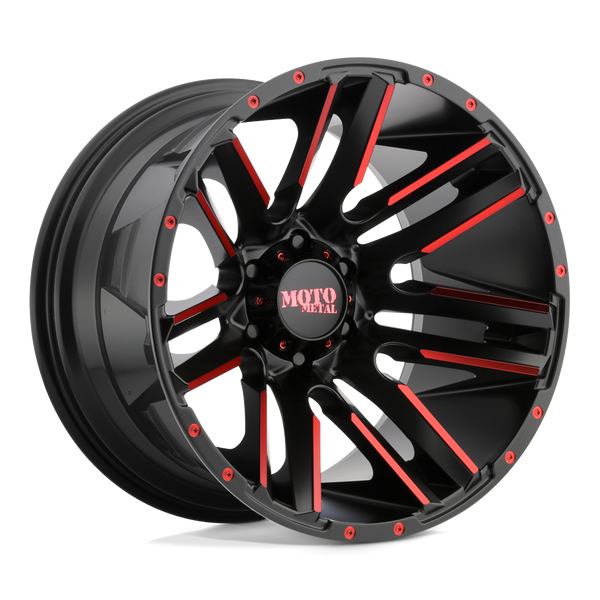Razor - 20in, Cast Aluminum, Satin Black Mach W/ Red Tint, 20X10, 5X5.0, -24mm, 885463179063, 885463179063