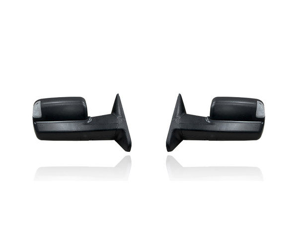 Door Mirror Compatible/Replacement for 15-18 RAM 2500/3500 With Tow Package - Heated/Memory/Signal/Puddle/Power-Folding, Textured Black, Pair, Left Driver + Right Passenger Set, 68412884AC, 68412885AC