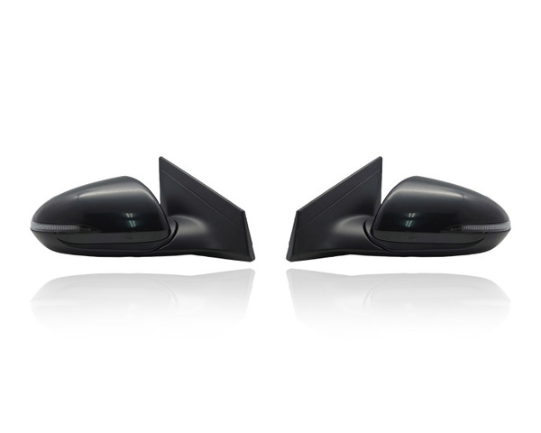 Door Mirror Replacement for 19-20 Hyundai Elantra - Power, Heated With Signal/Blindspot, Without Memory/Camera, Black Unpainted, Pair, Left Driver + Right Passenger Set, 87620F3530, 87610F3530