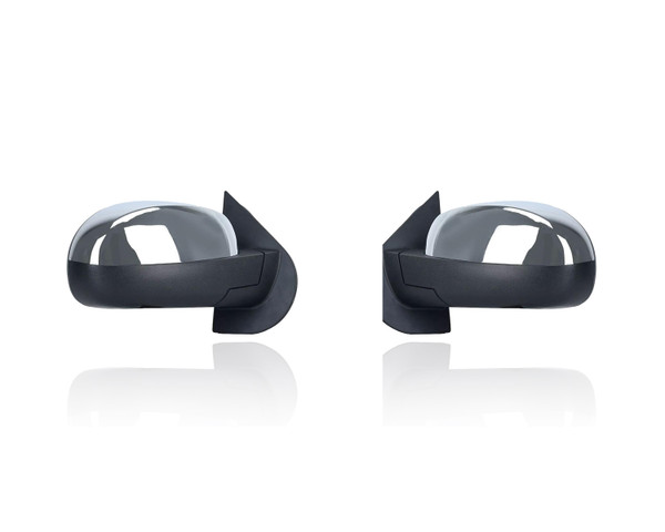 Door Mirror Compatible/Replacement for '09-14 Chevrolet Tahoe - Heated With Memory/Signal/Blindspot, Power-Folding Chrome, Pair, Left Driver + Right Passenger Set, 20843106, 20756774
