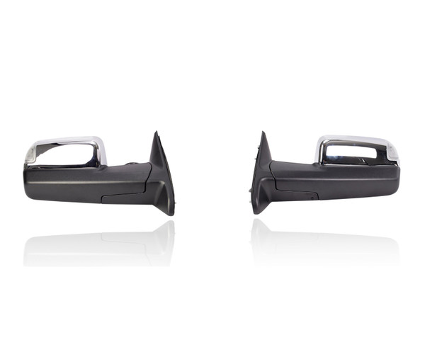 Door Mirror Compatible/Replacement for '15-18 RAM 2500/3500 - Power, Heated With Signal, Without Memory, Chrome Power-Folding, Pair, Left Driver + Right Passenger Set, 68416902AC, 68416903AC