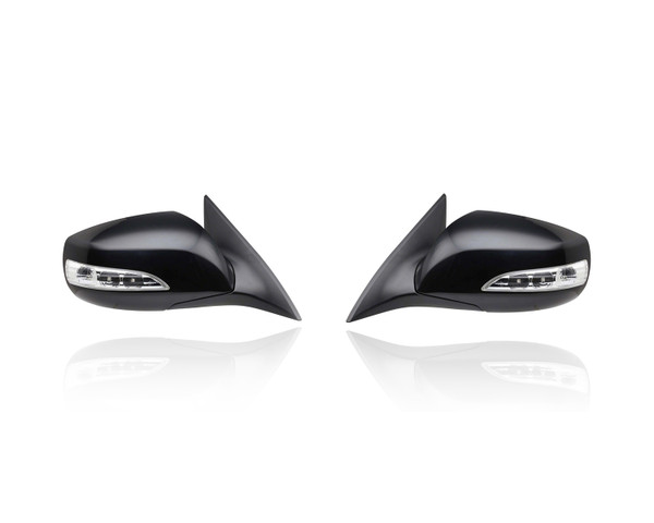 Door Mirror Compatible/Replacement for '10-16 Hyundai Genesis Coupe - Power, Heated With Signal, Unpainted, Pair, Left Driver + Right Passenger Set, 876202M130, 876102M130