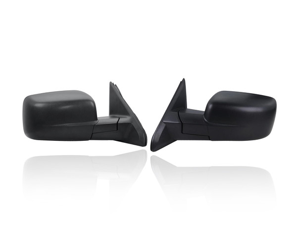 Door Mirror Compatible/Replacement for '09-22 RAM 1500/Classic, 10-18 2500 Without Tow Package - Power, Heated Without Signal, Textured, Pair, Left Driver + Right Passenger Set, 68147862AQ, 68462819AA