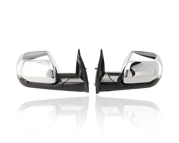 Door Mirror Replacement for 22-26 Toyota Tundra/Hybrid-1794/Capstone - Power-Folding With Signal, Without Camera, Non-Extendable Chrome, Pair, Left Driver + Right Passenger Set, 879100C681, 879400C681