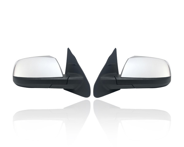 Door Mirror Compatible/Replacement for '14-17 Toyota Tundra Platinum/1794 - Power, Heated With Signal/Blindspot, Chrome, Pair, Left Driver + Right Passenger Set, 879100C420, 879400C440