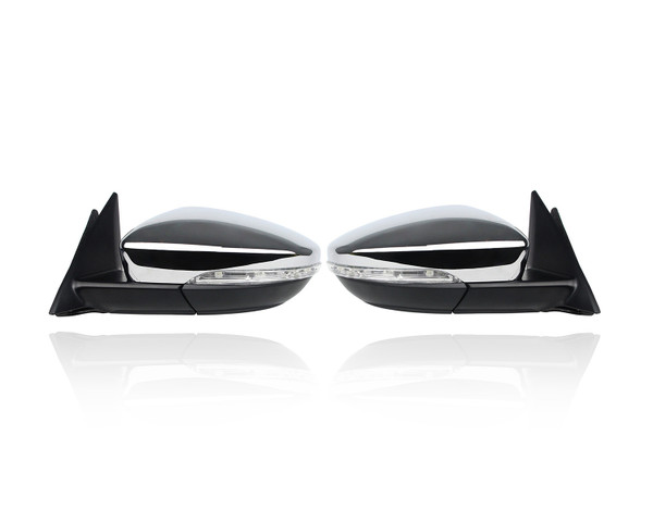 Door Mirror Compatible/Replacement for '12-19 Volkswagen Beetle - Power, Heated With Signal, Without Blindspot, Chrome, Pair, Left Driver + Right Passenger Set, 5C5857508B9B9, 5C5857507B9B9