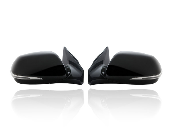 Door Mirror Compatible/Replacement for '13-16 Hyundai Santa Fe GLS/SE/Limited - Heated With Signal/Blindspot, Without Memory, Unpainted, Pair, Left Driver + Right Passenger Set, 87620B8031, 87610B8040