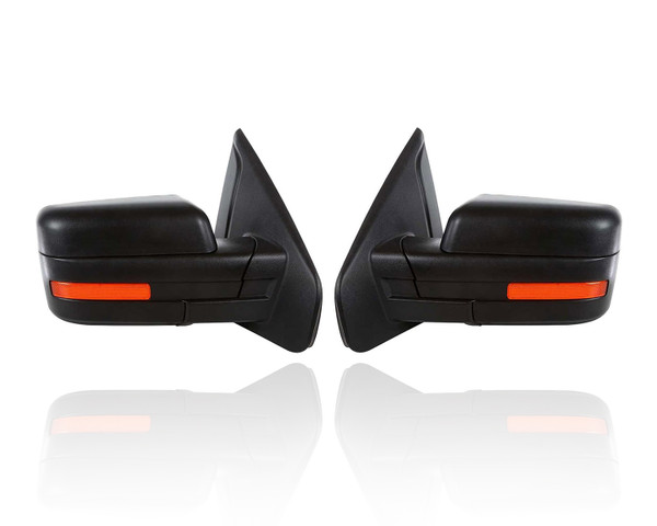 Door Mirror Replacement for 09-10 Ford F150 - Power With Signal, Without Puddle/Memory, Non-Extendable, Manual-Folding Textured, Pair, Left Driver + Right Passenger Set, 9L3Z17682CB, 9L3Z17683CB