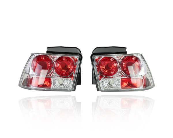 Tail Light Assembly Compatible/Replacement for '99-04 Ford Mustang Performance Part (Non-OEM Design) - Clear, Pair, Left Driver + Right Passenger Set
