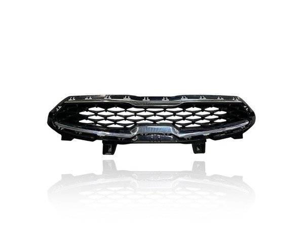 Grille -  Compatible/Replacement for '19-21 Kia Forte S/EX/Launch - Upper, Black Frame Chrome Trim Insert, 86350M7010