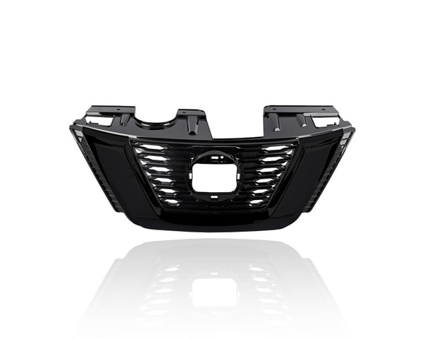 Grille -  Compatible/Replacement for '18-20 Nissan Rogue/Hybrid SV/SL - Chrome Frame Black Insert With Camera Hole, 623109TG0B, CAPA