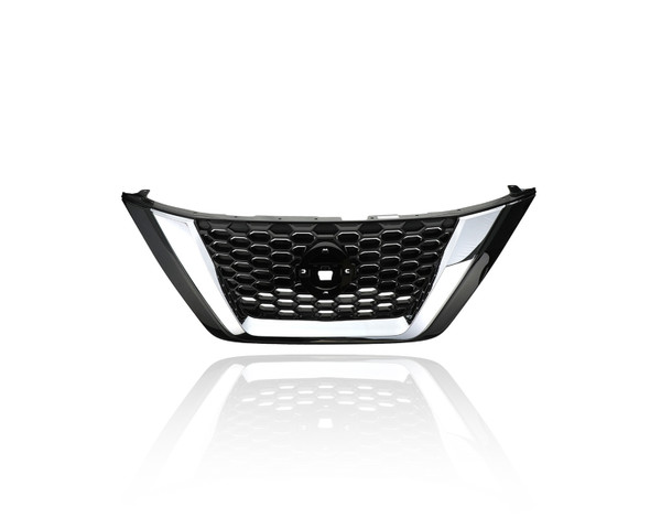 Grille -  Compatible/Replacement for '19-23 Nissan Murano - Upper Chrome Frame, Glossy Black Insert, 623109UF0D