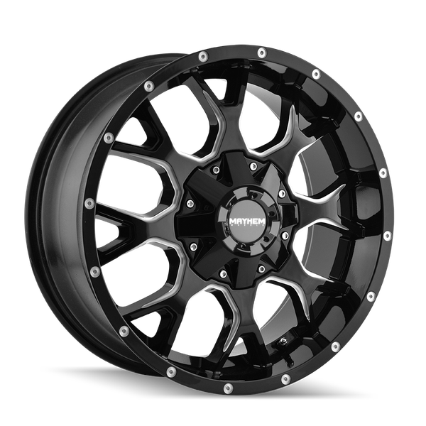 Warrior - 18in, Gloss Black Milled, 18X9, 5x114.3/5x127, -12mm, 729419074715, 729419074715