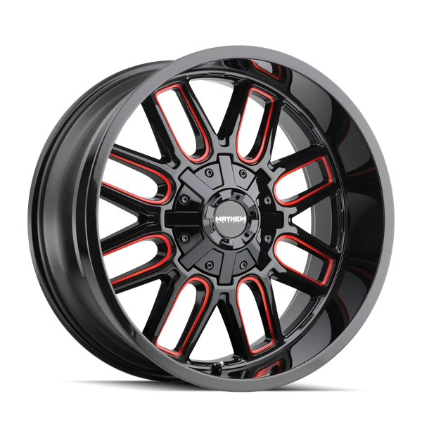 Cogent - 17in, Gloss Black Milled Prism Red, 17X9, 5x127/5x139.7, -12mm, 729419129521, 729419129521