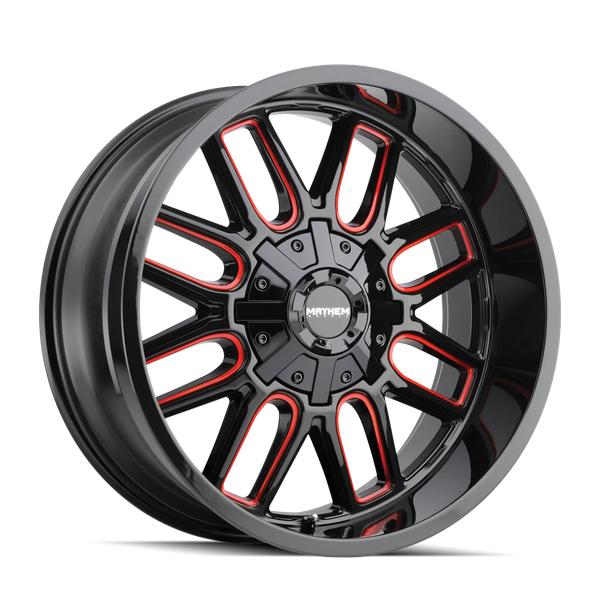 Cogent - 18in, Gloss Black Milled Prism Red, 18X9, 6x135/6x139.7, 0mm, 729419129545, 729419129545