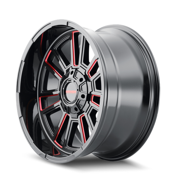 Apollo - 20in, Gloss Black Milled Prism Red, 20X10, 8x170, -19mm, 729419166823, 729419166823