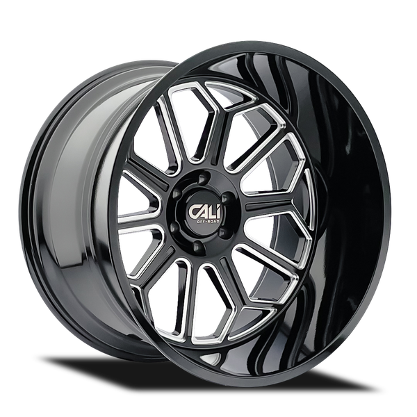Auburn - 24in, Gloss Black/Milled Spokes, 24X14, 8x180, -76mm, 729419176570, 729419176570