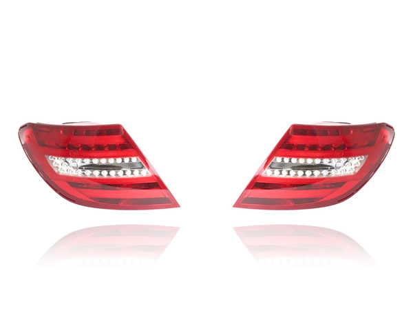 Tail Light Assembly For 2049060703, 2049060603 12-14 Mercedes-Benz C-Class Sedan, 12-15 Coupe - LED, Pair, Left Driver + Right Passenger Set