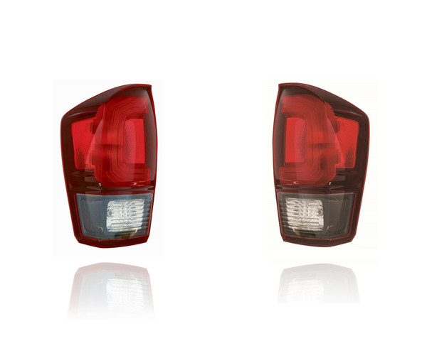 Tail Light Assembly Fit/For 18-23 Toyota Tacoma-SR/SR5/TRD-Sport/TRD-Offroad - LED With Red Bezel - Pair, Left Driver + Right Passenger Set - CAPA - 8155004181, 8156004181