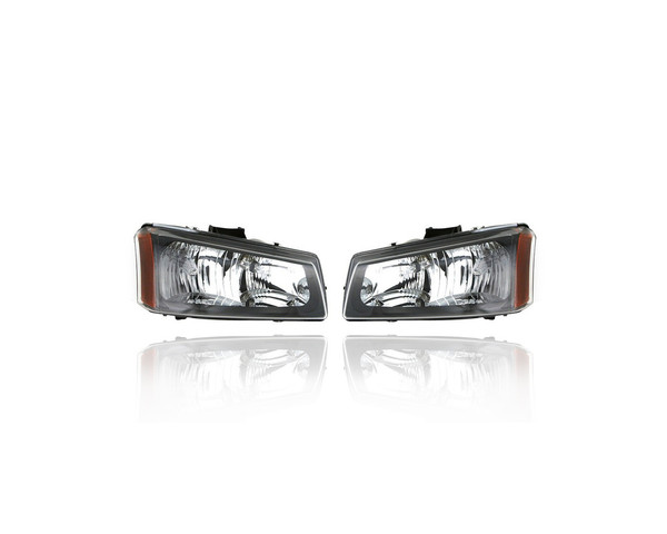 Headlight Assembly - Compatible/Replacement for '03-04 Chevrolet Silverado/Avalanche (Exclude Black Bezel/Body Cladding Model) - With Chrome Bezel - Left + Right Set - 10396912, 10396913 - CAPA