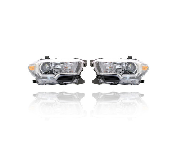 Headlight Assembly - Compatible/Replacement for '16-17 Toyota Tacoma SR5 - Halogen With Fog Lamp & Halogen Daytime Running Light - Left Driver Right Passenger Set - 8111004260, 8115004260 - CAPA