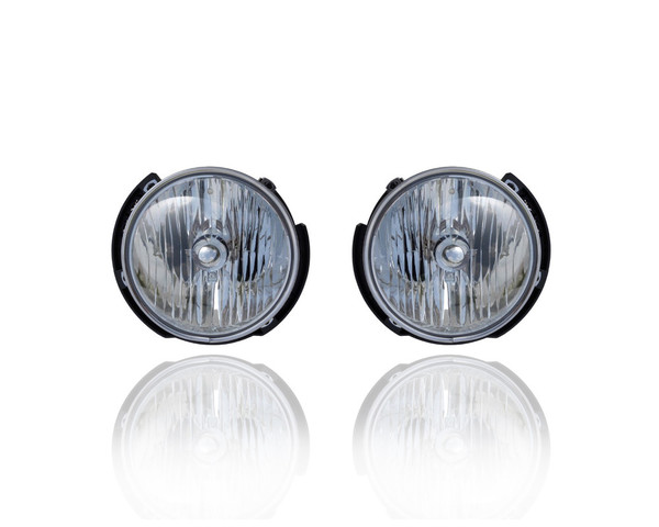 Headlight Assembly - Compatible/Replacement for '07-18 Jeep Wrangler - Halogen-Type - Pair, Left Driver + Right Passenger Set - 55078148AD, 55078149AD