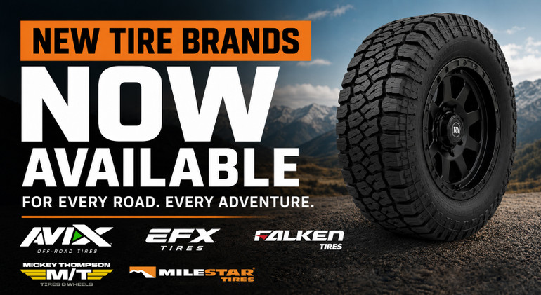 New Tire Brands Now Available: Avix, EFX, Falken, Mickey Thompson & Milestar
