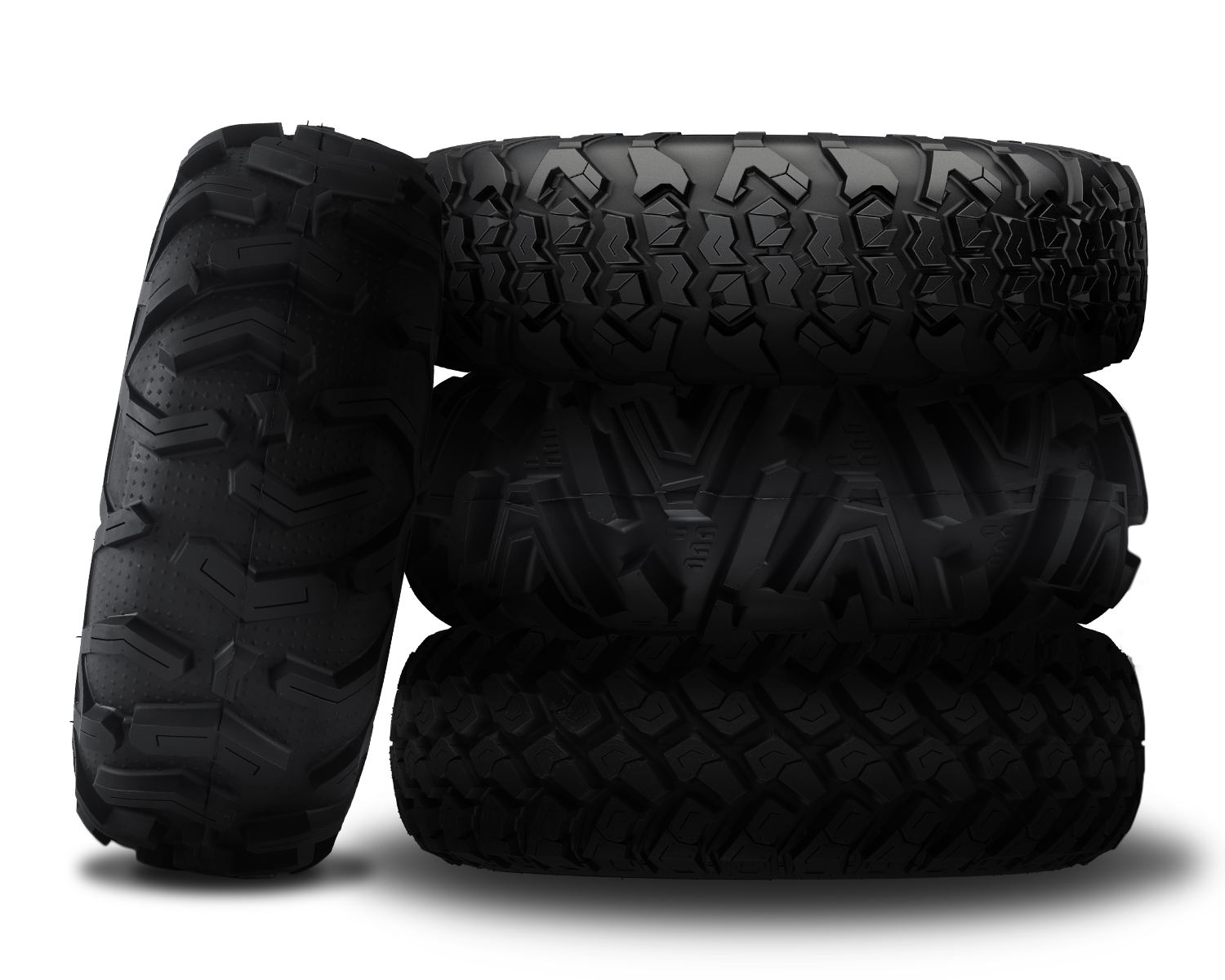 Stacked tires representing new tire brands available at Parts Nation