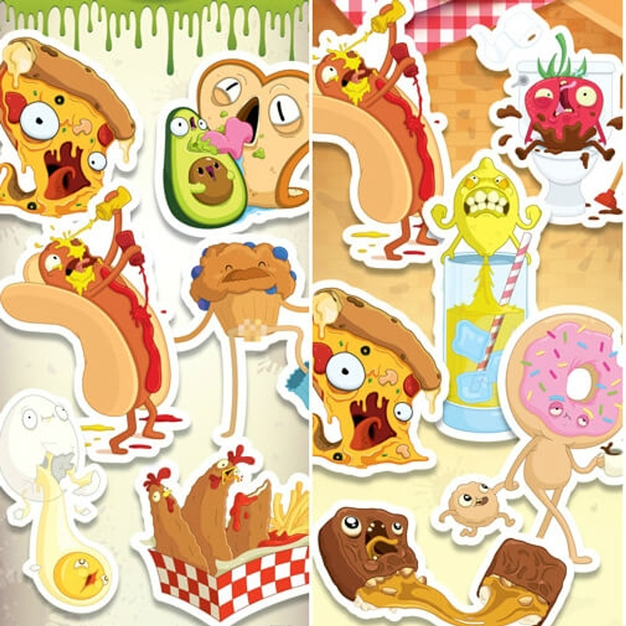 Details about   Vending machine stickers Crude Food full set of 10 