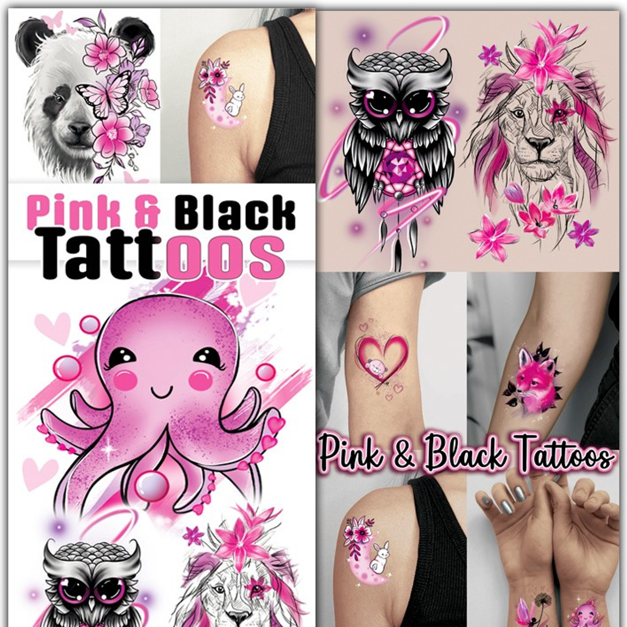 SAVI Temporary Tattoo For Girls Men Women 3D Skull Cross Pink Rose  Flower Sticker Size 21x15CM  1PC 155 Black 2 g  Amazonin Beauty