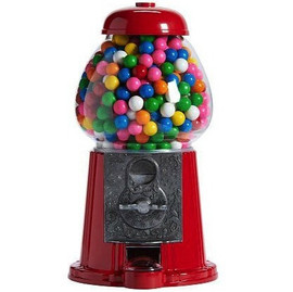 Gumball Machine - 11-inch Vintage Metal and Glass Candy Dispenser Machine  for Home Coin Operated Toy Bank with Free Spin by Great Northern Popcorn 