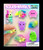 Display card showing the Tie-Dye Glittery Squishimals that may occur in the mix of 1"Capsules