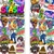 Flat Vend Variety Stash Mix (Cards, Stickers & Tattoos) displays, upper view Flat Vend Variety Stash Mix (Cards, Stickers & Tattoos) displays, upper view