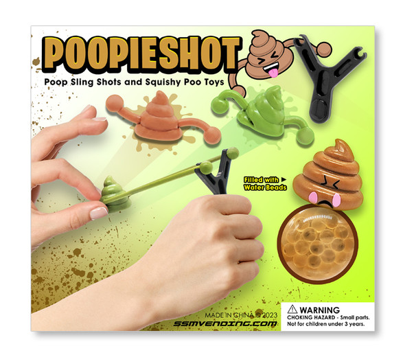 display card for the mix of toys present in the Shoot the Poo themed toys in 2-inch Capsules
