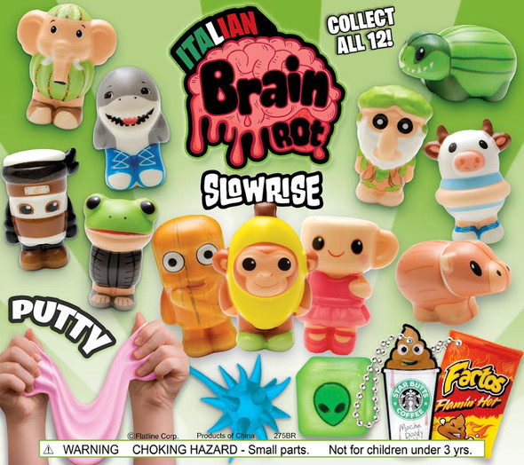 Squish Me Slow Brain Rot Toy Mix display card