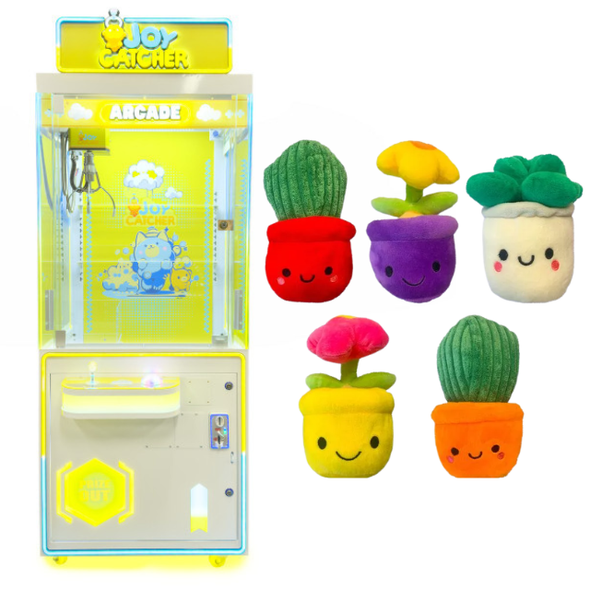 Buy-A-Bundle Yellow Joy Catcher Crane Claw Machine (31") with Plant Plush