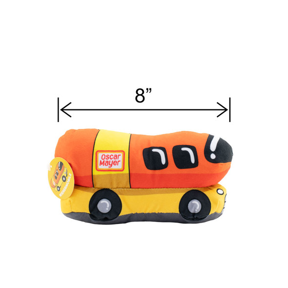 Weiner-Mobile 100% Licensed Oscar Mayer Plush Crane Toys showing the 8.5-inch width dimension