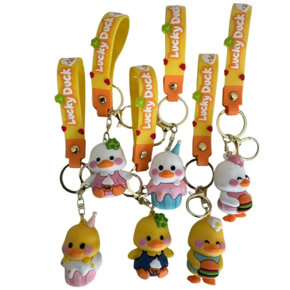 Generic Keychain Duck Luck Prize Mix (3"/100pcs) showing six of the keychains in the mix