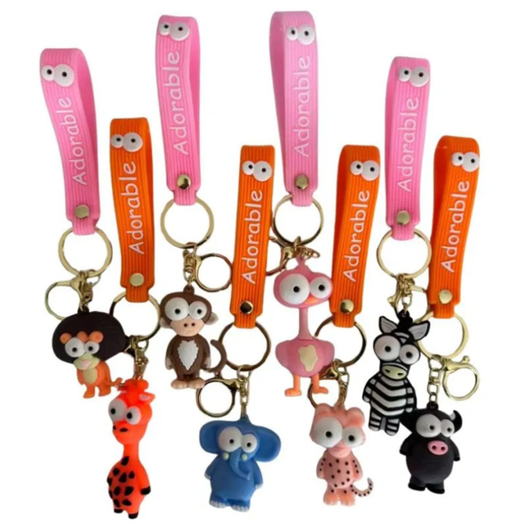 Generic Keychain Bug-Eyed Animal Prize Mix (3"/100pcs) showing the keychains in the mix