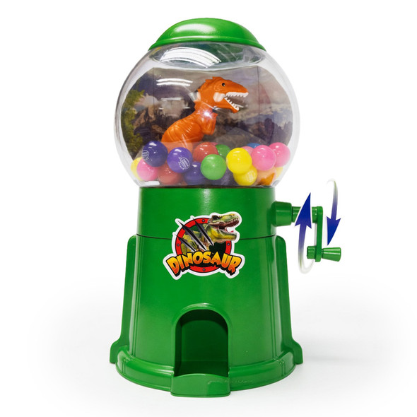 Dubble Bubble® Dinosaur Gumball Machine showing crank operation