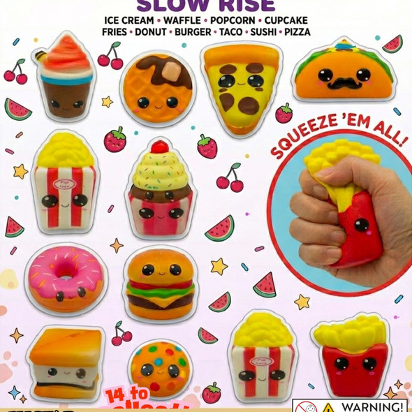 Jumbo Slow Rise Fast Food  2.5"Capsules display, bottom, showing most of the possible options in the mix