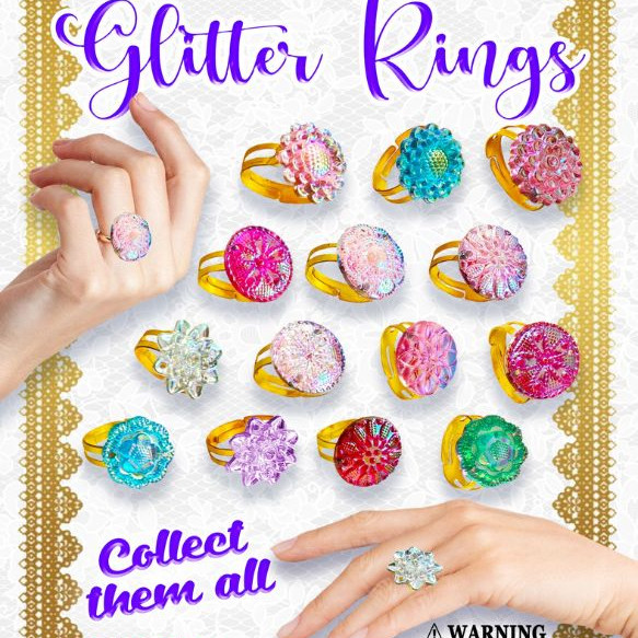 Glitter Rings 1"Capsules, display