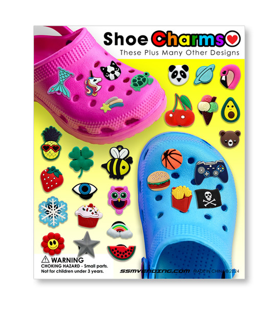 display card showing the types of Shoe Charms that may be present in the mix display card showing the types of Shoe Charms that may be present in the mix