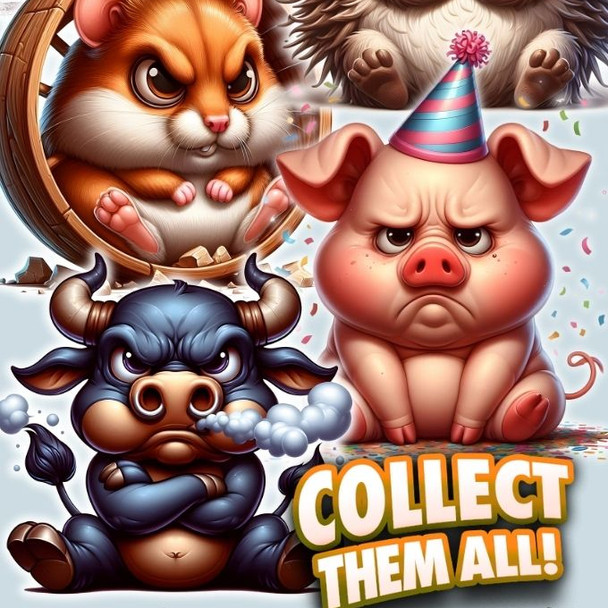 Peevish Grumpy Pets Stickers display the fourth showing the designs in the mix