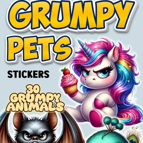 Peevish Grumpy Pets Stickers display the seventh showing the designs in the mix