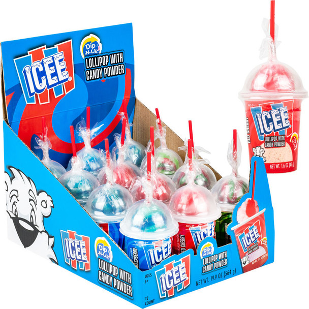ICEE Dip-N-Lik Candy (144pc) display box . there are 12 display boxes in the case ICEE Dip-N-Lik Candy (144pc) display box . there are 12 display boxes in the case