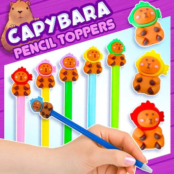 Capybara Pencil Toppers  display showing product in use Capybara Pencil Toppers  display showing product in use