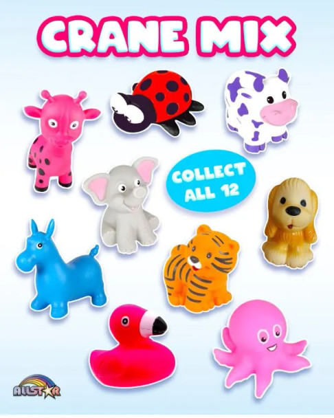 Generic Small Animal Crane Mix (2.5-3"/500ct) showing the twelve options that may appear in a given box
