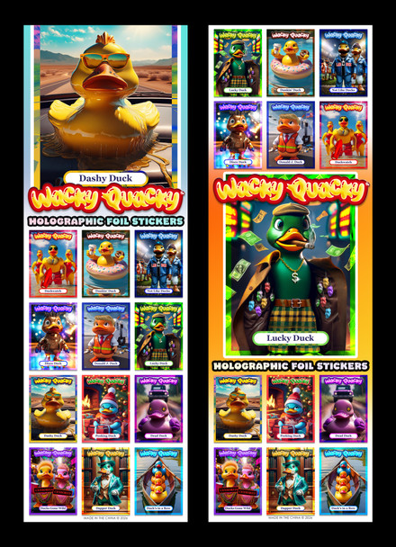 image of part of the Wacky Duck  sticker display card.